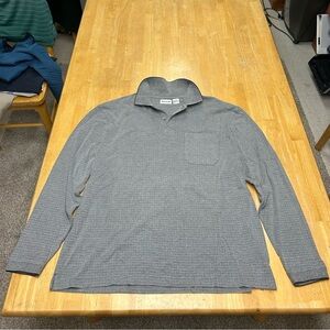 Haggar Long Sleeve Polo Shirt Mens L Grey Plaid Excellent Condition Workwear